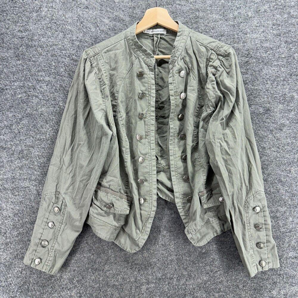 Maurices  Jacket Women 0 Gray Long Sleeve Pockets Open Front Button Cotton